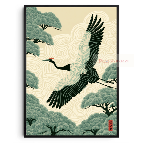 Tranh Crane and Pines