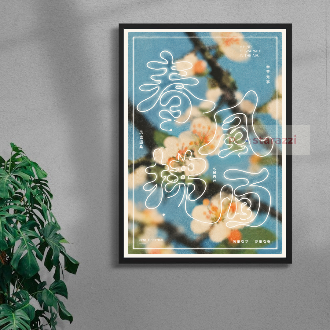 Blossoms in Blue — tranh đóng khung đen