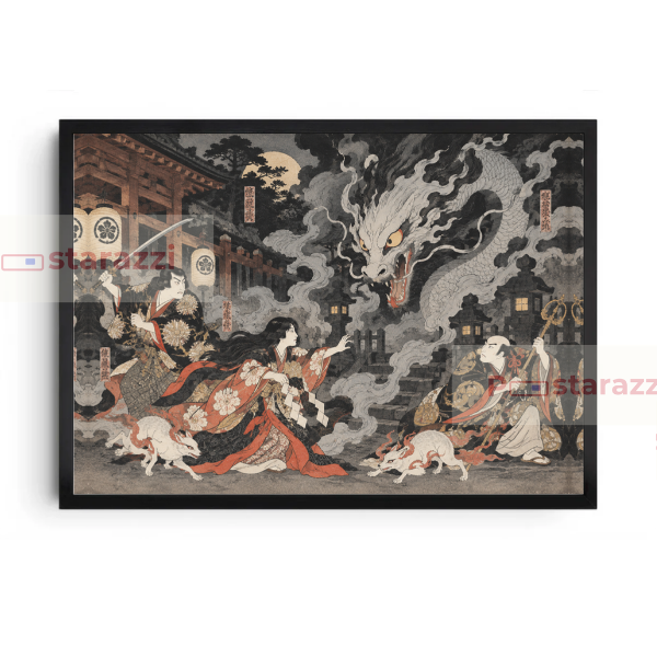 Tranh Ukiyo-e Serpent Spirit Showdown